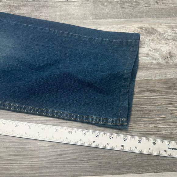 Levis 505 Dark Wash Faded Blue Mens 40x28 Regular Straight Stretch Jeans Red Tab - Picture 8 of 12